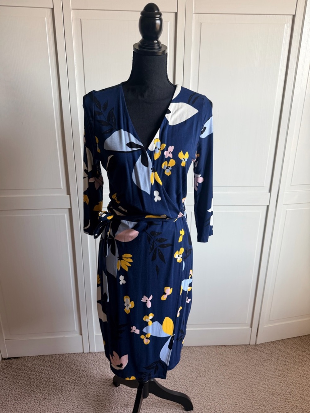 a new day Navy Floral Wrap Dress with Tie Belt